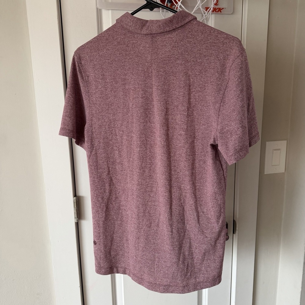 Lululemon Men's Evolution Short Sleeve Polo Shirt in Heathered Red Merlot Size S - Picture 4 of 14